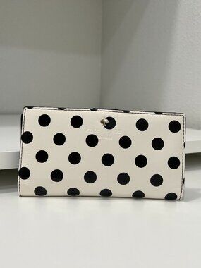 Kate Spade Carlisle Street Polka Dot Wallet in Cream and Black